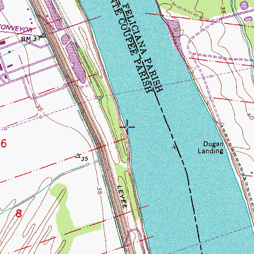 Topographic Map of Bertrands Landing, LA