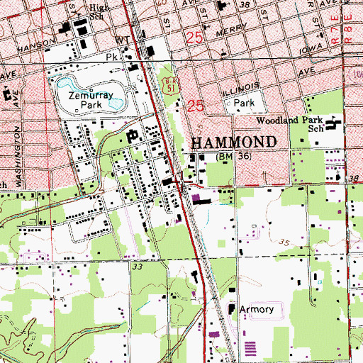 Topographic Map of Oliver, LA