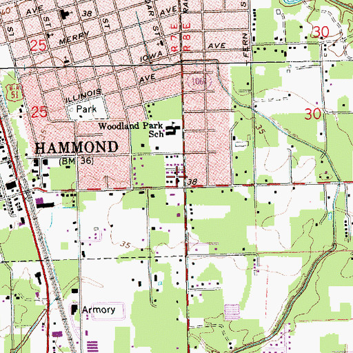 Topographic Map of Saint James African Methodist Episcopal Church, LA