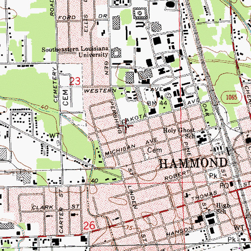 Topographic Map of Saint Paul Lutheran Church, LA