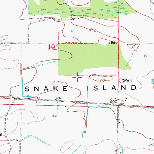 Topographic Map of Snake Island, AR