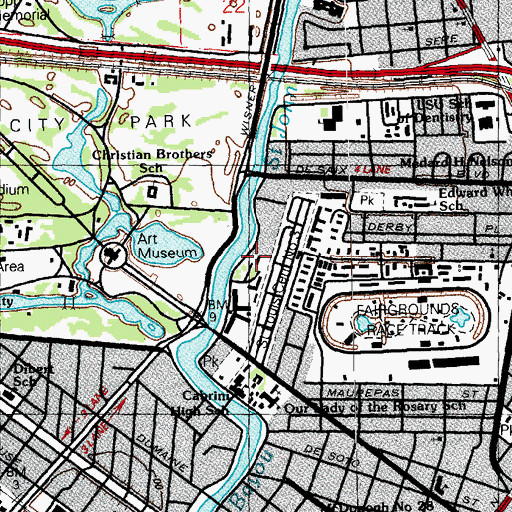 Topographic Map of Camp Nicholls, LA