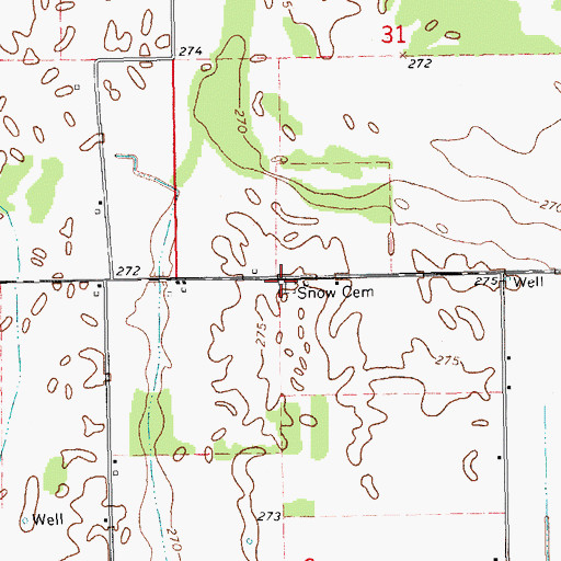 Topographic Map of Snow Cemetery, AR