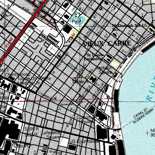 Topographic Map of New Orleans Jazz Museum, LA