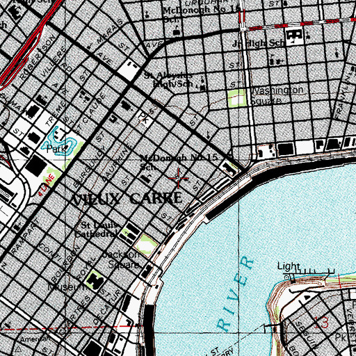 Topographic Map of Ursuline Convent, LA