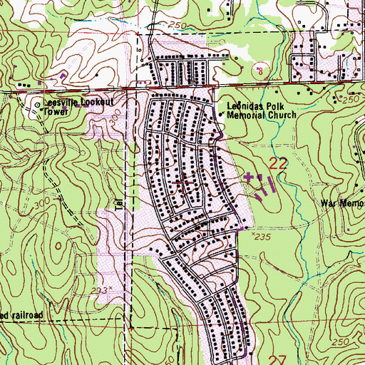 Topographic Map of Lee Hills, LA
