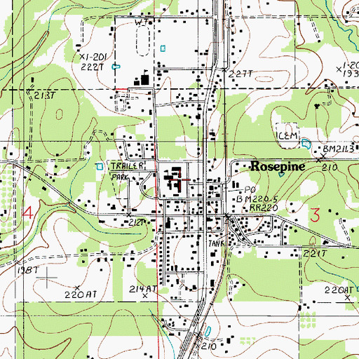 Topographic Map of Rosepine Elementary School, LA