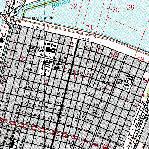 Topographic Map of New Orleans Overcoming Holy Church of God, LA