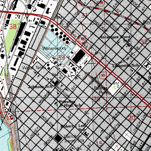 Topographic Map of Saint John the Baptist Church Number 3, LA