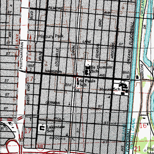 Topographic Map of Saint Pauls Episcopal Church, LA