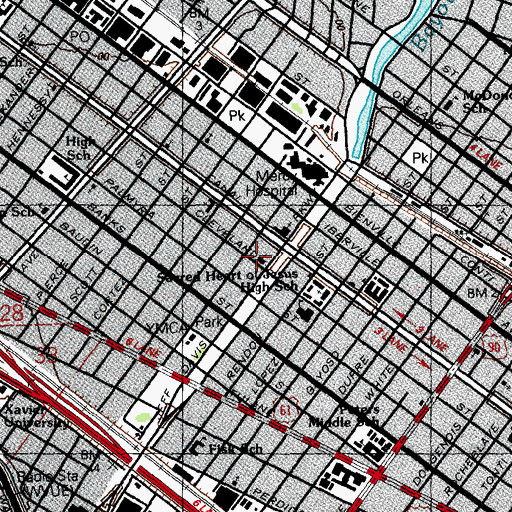 Topographic Map of Central Baptist Church, LA