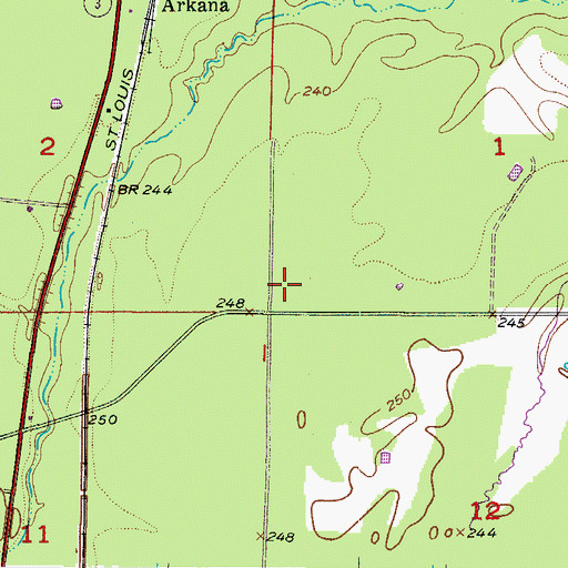 Topographic Map of Arkana Oil and Gas Field, LA