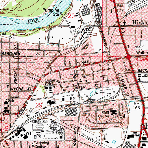 Topographic Map of Bossier Missionary Baptist Church, LA