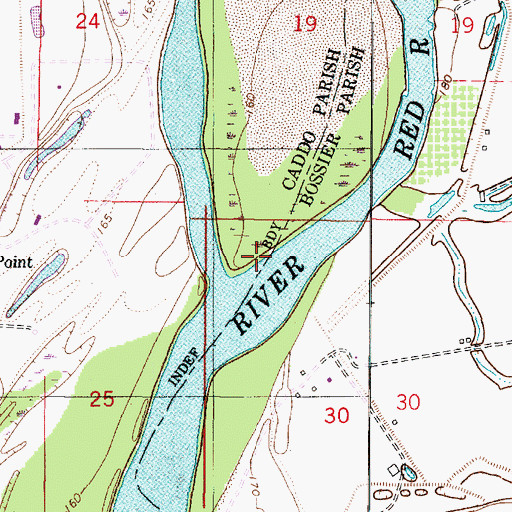 Topographic Map of Cash Point Ferry (historical), LA