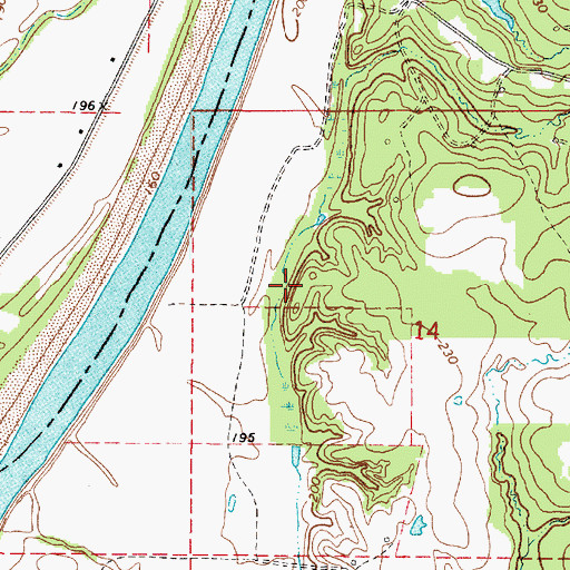 Topographic Map of Cedar Bluffs, LA
