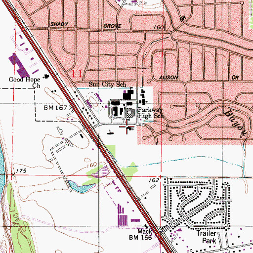 Topographic Map of Faith Fellowship Church, LA