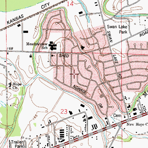 Topographic Map of Meadowview Park, LA