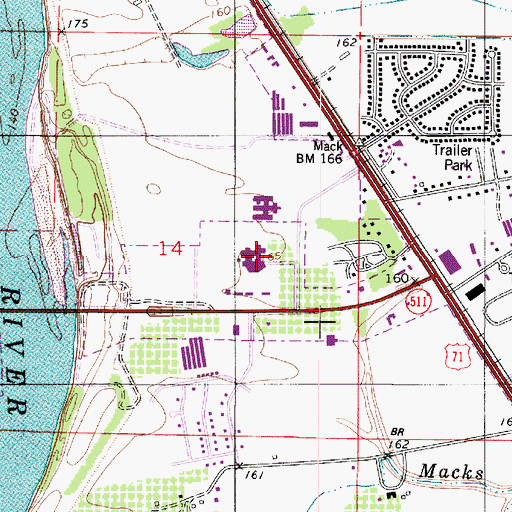Topographic Map of Cornerstone Hospital - Bossier City, LA