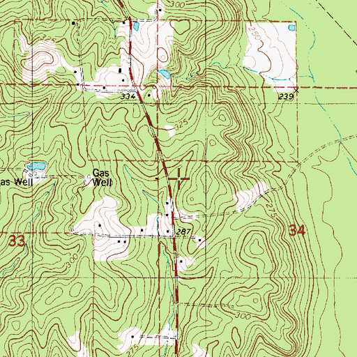 Topographic Map of Rocky Mount Gas Field, LA