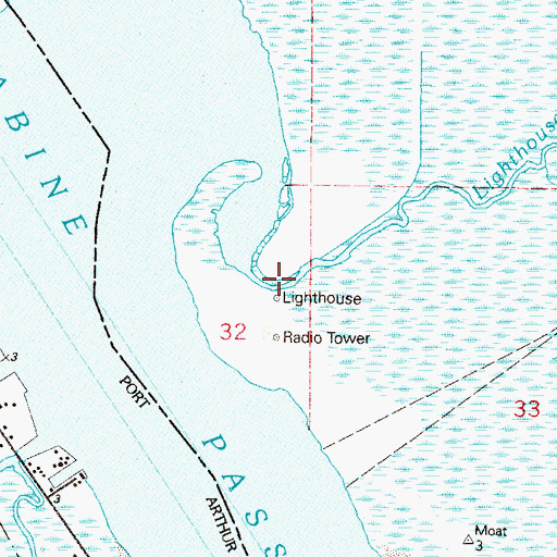 Topographic Map of Sabine Pass Lighthouse (historical), LA
