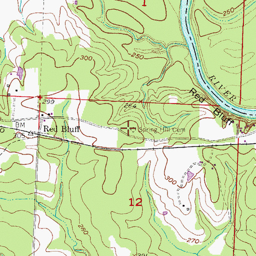 Topographic Map of Spring Hill Cemetery, AR