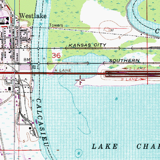 Topographic Map of Lake Charles Yacht Club, LA