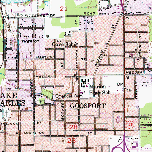 Topographic Map of Merrick Chapel Christian Methodist Episcopal Church, LA