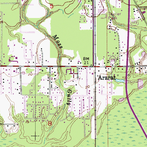 Topographic Map of Moss Bluff Elementary School, LA