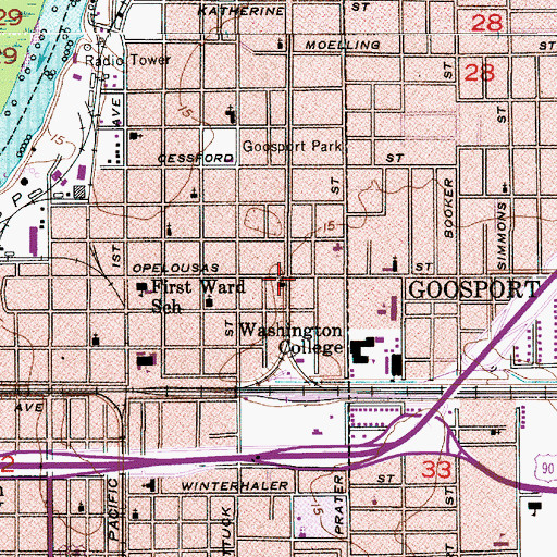Topographic Map of Zion Tabernacle Baptist Church, LA