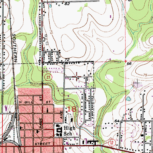 Topographic Map of High School Park, LA