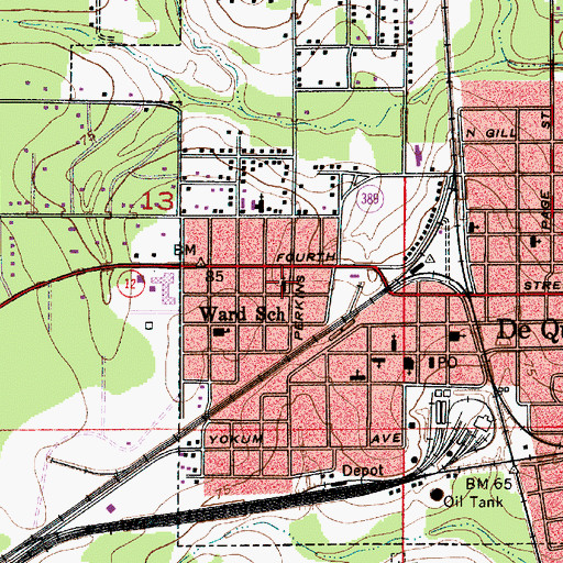 Topographic Map of Pentecostal Church of De Quincy, LA