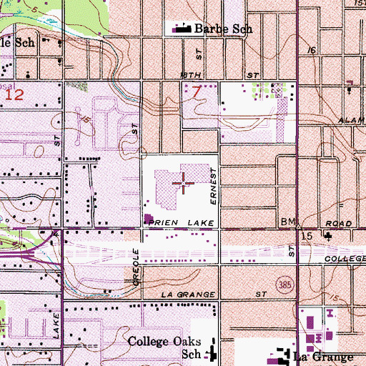 Topographic Map of Prien Lake Mall Shopping Center, LA