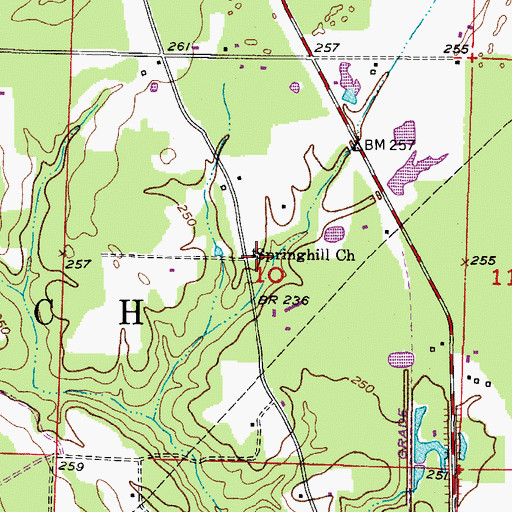 Topographic Map of Springhill Church, AR