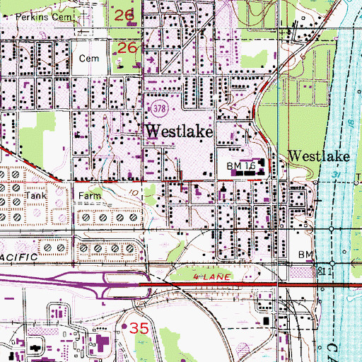 Topographic Map of Westlake Municipal Building, LA
