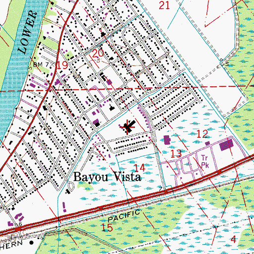 Topographic Map of Bayou Vista Elementary School, LA