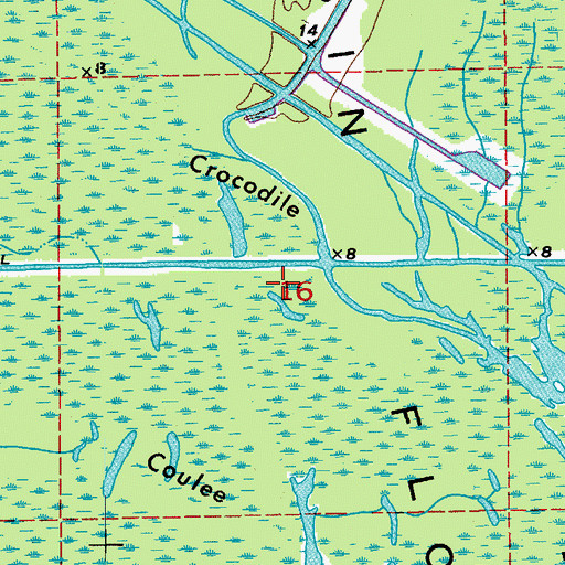 Topographic Map of Crocodile Bayou Oil Field, LA