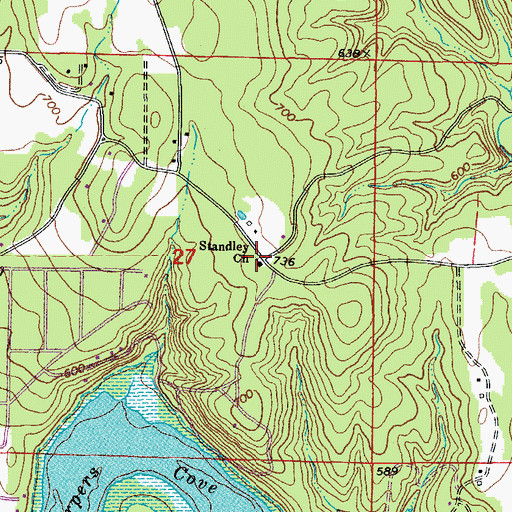 Topographic Map of Standley Church, AR