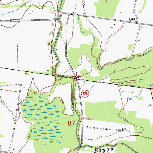 Topographic Map of Pont Brulee (historical), LA