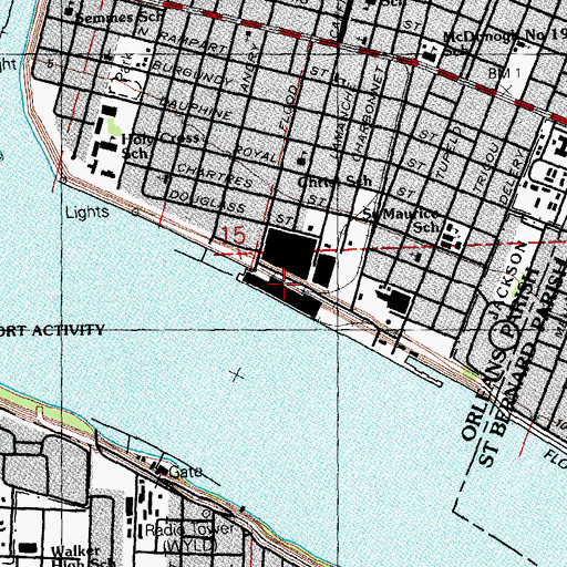 Topographic Map of Alabo Street Wharf, LA