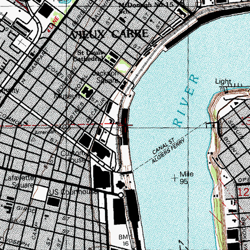 Topographic Map of Bienville Street Wharf, LA