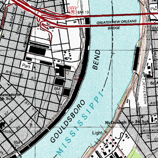 Topographic Map of Orange Street Wharf, LA