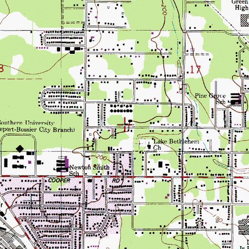 Topographic Map of Little Olive Baptist Church, LA