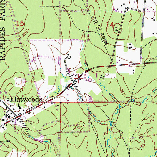 Topographic Map of Flatwoods Church (historical), LA