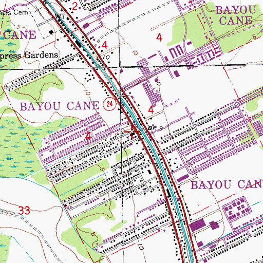 Topographic Map of Bayou Cane Adult Education Center, LA