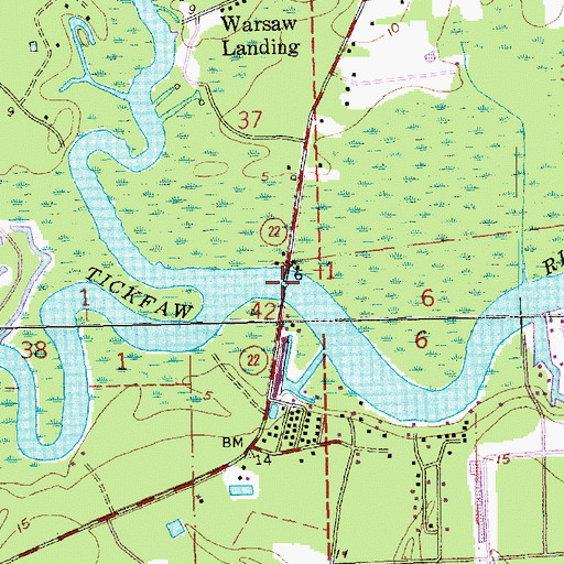 Topographic Map of Romes Ferry (historical), LA