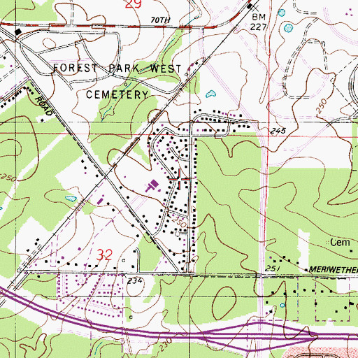 Topographic Map of Silver Pine Village, LA