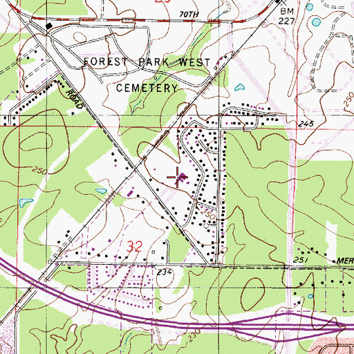 Topographic Map of South Acres Baptist Church, LA