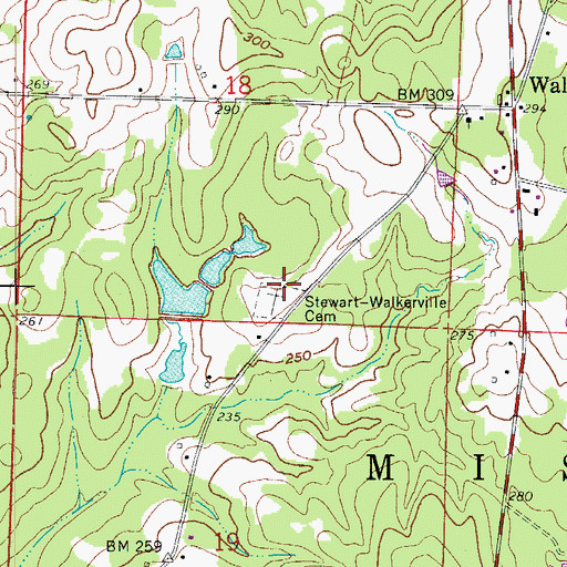 Topographic Map of Stewart-Walkerville Cemetery, AR