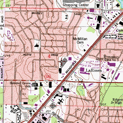 Topographic Map of Sumers Grove Shopping Center, LA