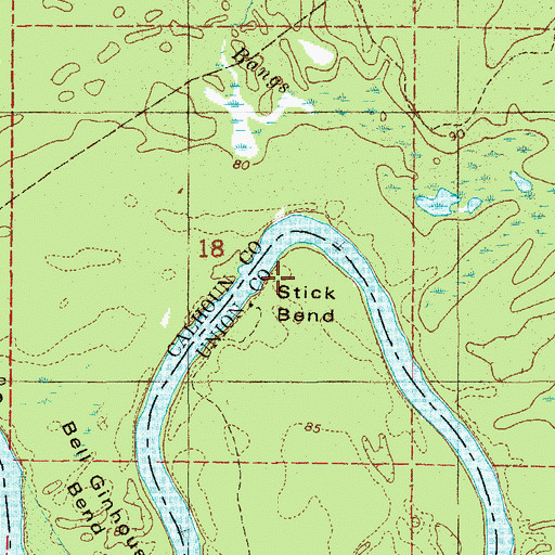 Topographic Map of Stick Bend, AR